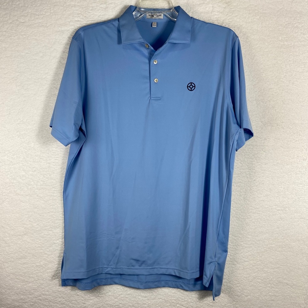Peter Millar The Grove XXIII Summer Comfort Polo Shirt Mens L Blue Short Sleeve